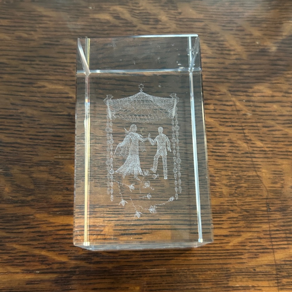 Laser Etched Crystal Glass Jewish Wedding Under Chuppah
